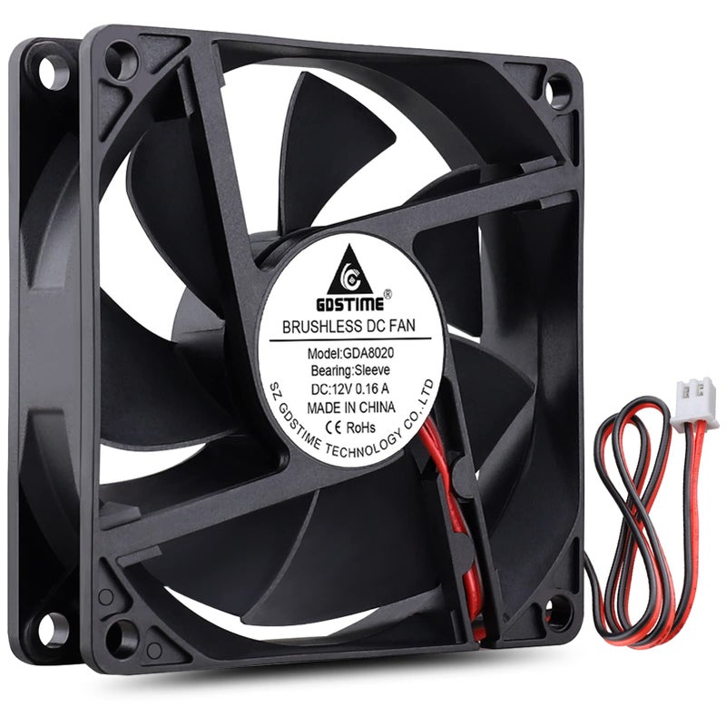 GDSTIME 80mm x 20mm 8020 12V Dc Brushless Cooling Fan Sleeve Bearing 2Pin - Image 1